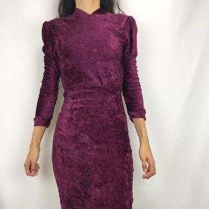 Nasty Gal Ruched Sleeve Velvet Dress